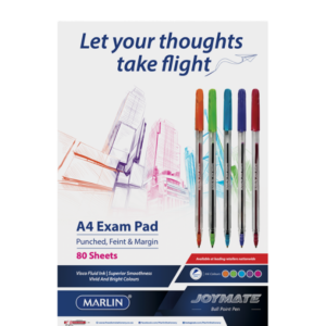 25* A4 80 Page Exam Pad Feint & Margin - Punched