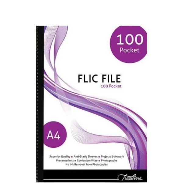 Flic File A4 100 Pocket Display Book 50 Micron