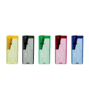 109* Faber-Castell Plastic 1 Hole Sharpener with Waste Box Assorted Colours (Each)