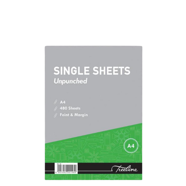 A4 Single Sheets - Feint & Margin Unpunched 480 Pages (Ream)