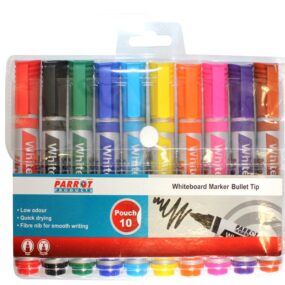 Parrot Whiteboard Marker Bullet Tip Wallet of 10