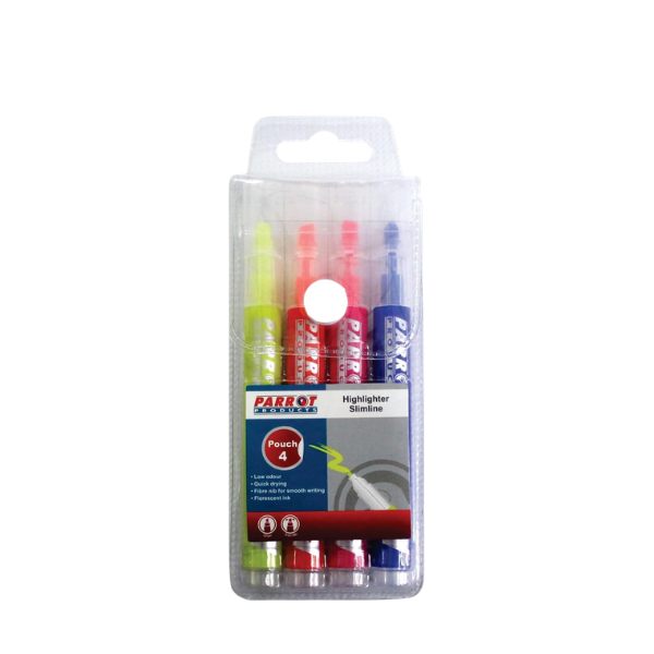 Parrot Highlighters Slimline Wallet of 4