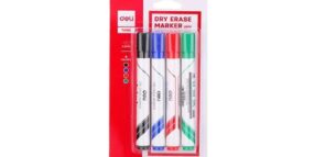 Deli Whiteboard Marker Bullet Tip 2.0mm Wallet of 4