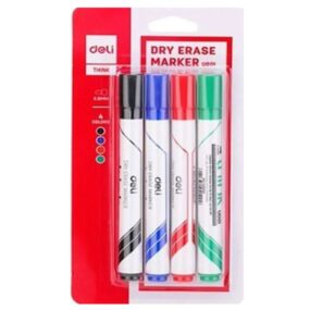 Deli Whiteboard Marker Bullet Tip 2.0mm Wallet of 4