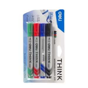 Deli Whiteboard Marker Bullet Tip 2.0mm Wallet of 4