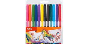 Deli Fibre Tip Pens 12 Colors