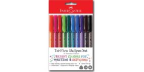 Faber-Castell Tri-Flow Ballpoint Pen Wallet of 10