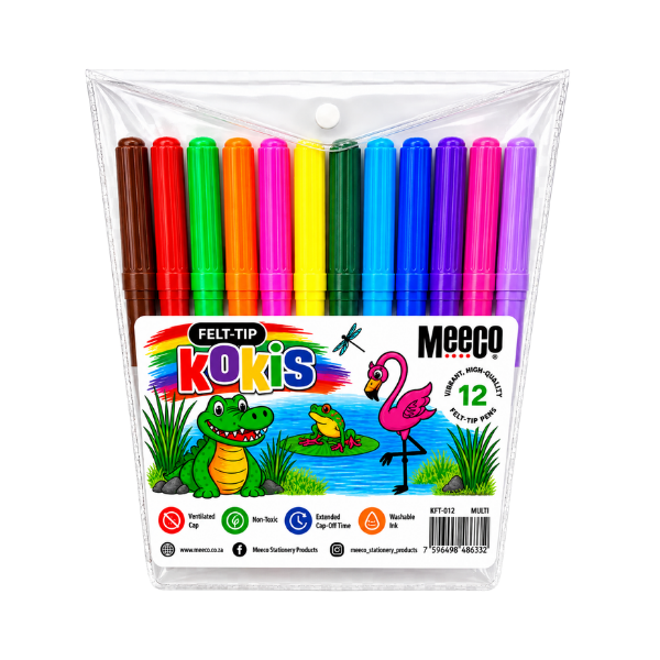 127* Meeco Fibre Tip Pens 12 Colors