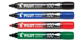 Pilot 100 Fine Permanent Markers Bullet Point Assorted Colours
