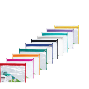 87* A4 PVC Book Bag with Zip 250 Micron Assorted Colours (Each)