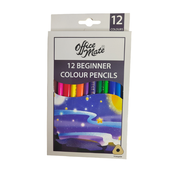 Office Mate Triangular Beginner Colouring Pencils 12's